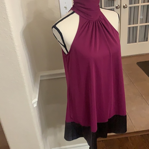 INC International Concept BE MYSTERIOUS boysenberry/gray sleeveless tunic halter - Picture 11 of 16